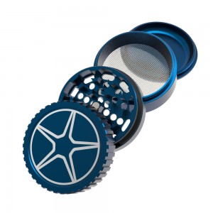 Wholesale Herb Grinder Custom Logo Zinc Alloy 4parts Smoking Tobacco Hemp Grinder HYFZ060017
