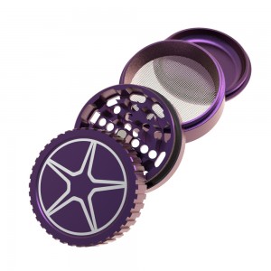 Wholesale Herb Grinder Custom Logo Zinc Alloy 4parts Smoking Tobacco Hemp Grinder HYFZ060017