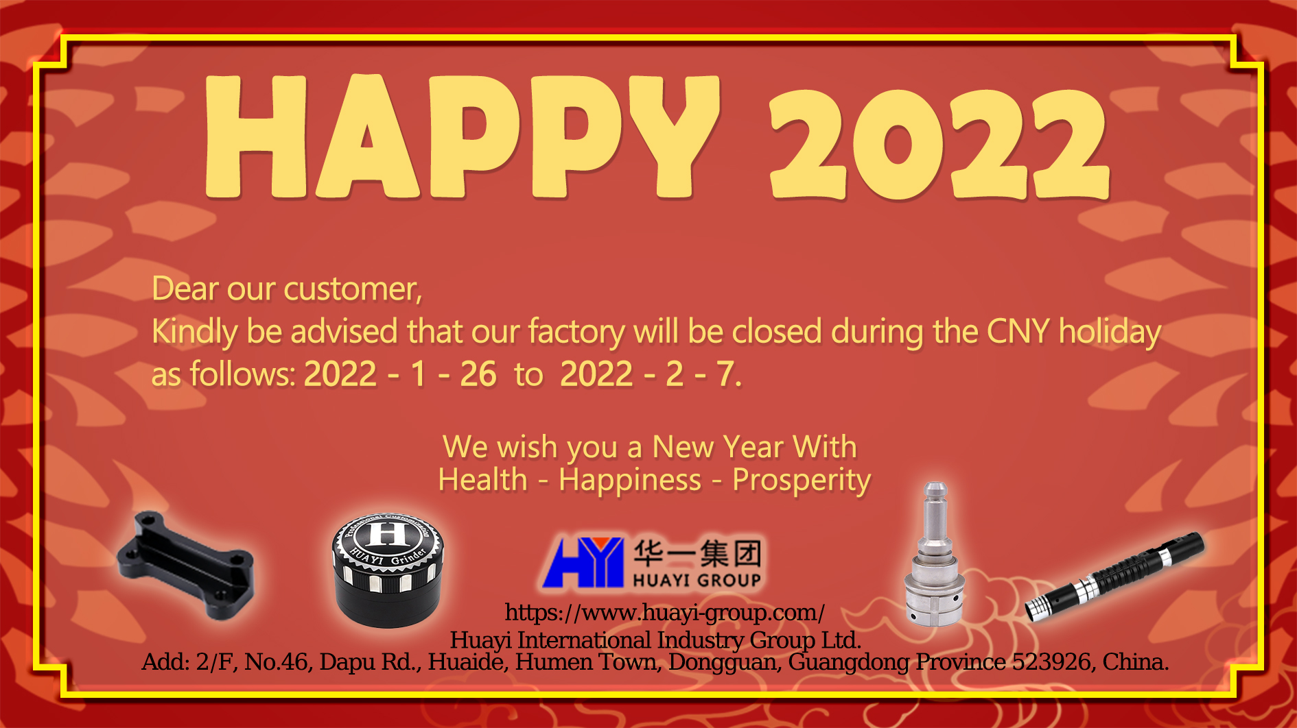 2022 Chinese New Year Holiday Notice